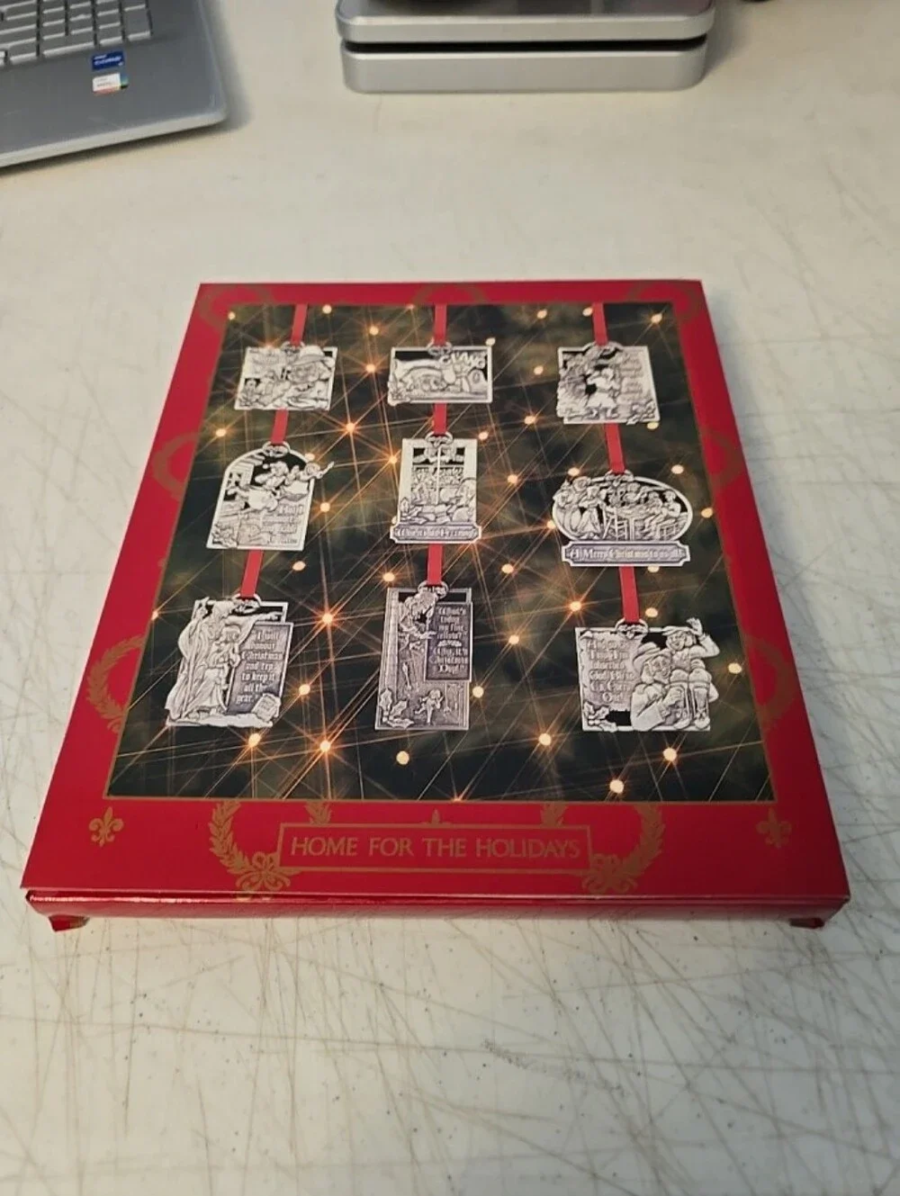 Vintage 1995 May Dept. Stores Pewter Christmas Carol Ornaments Set of Nine